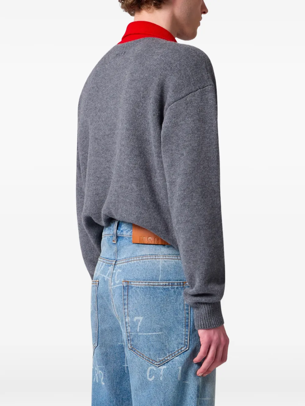 MSGM Poloshirt met knopen en logo-patch Grijs