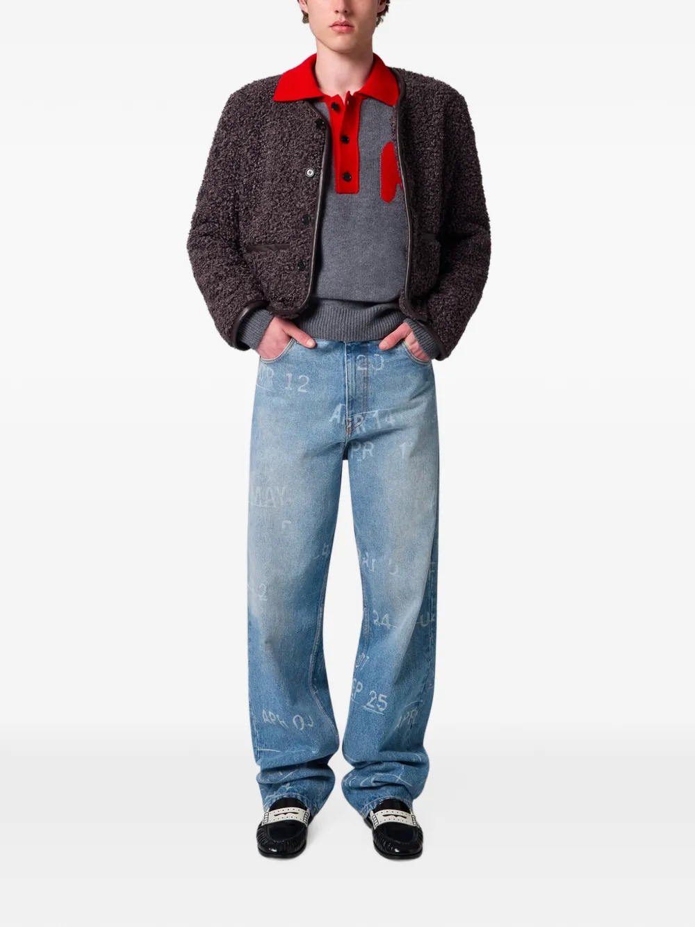 MSGM Poloshirt met knopen en logo-patch Grijs