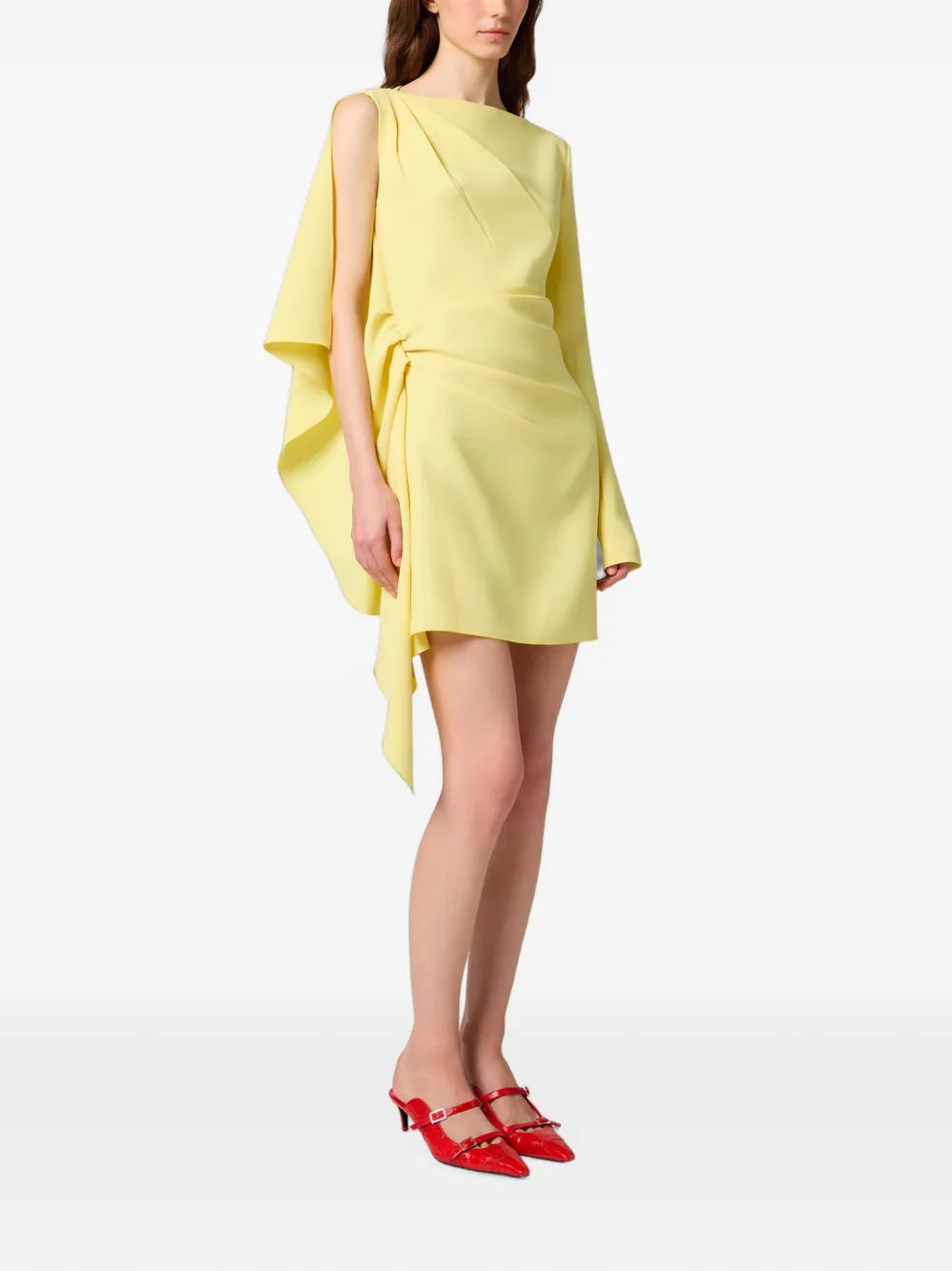 MSGM asymmetric draped mini dress Geel