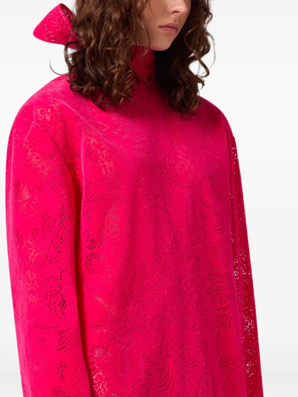 MSGM Mini-jurk met strikdetail en kanten patroon Roze