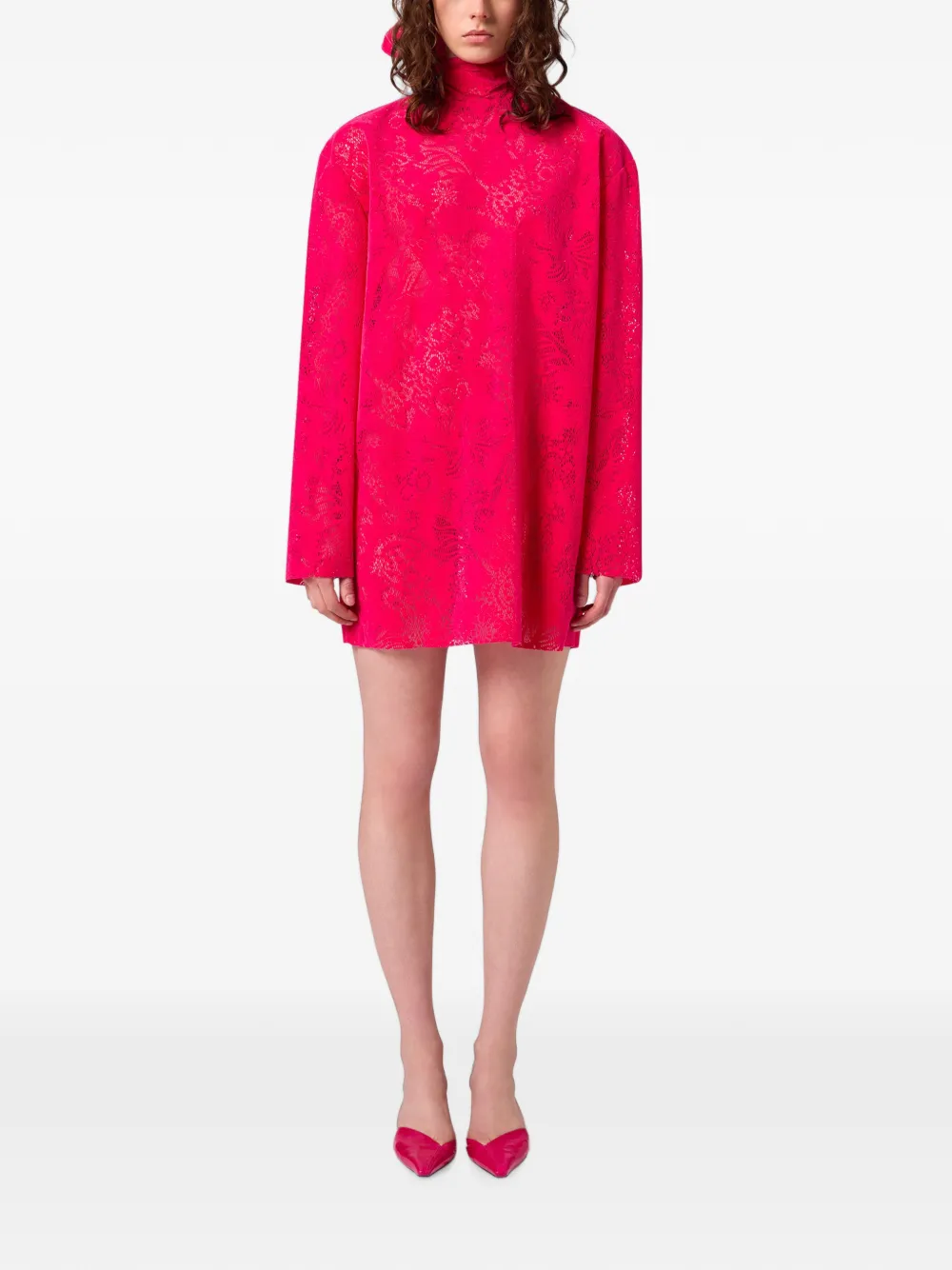 MSGM Mini-jurk met strikdetail en kanten patroon Roze