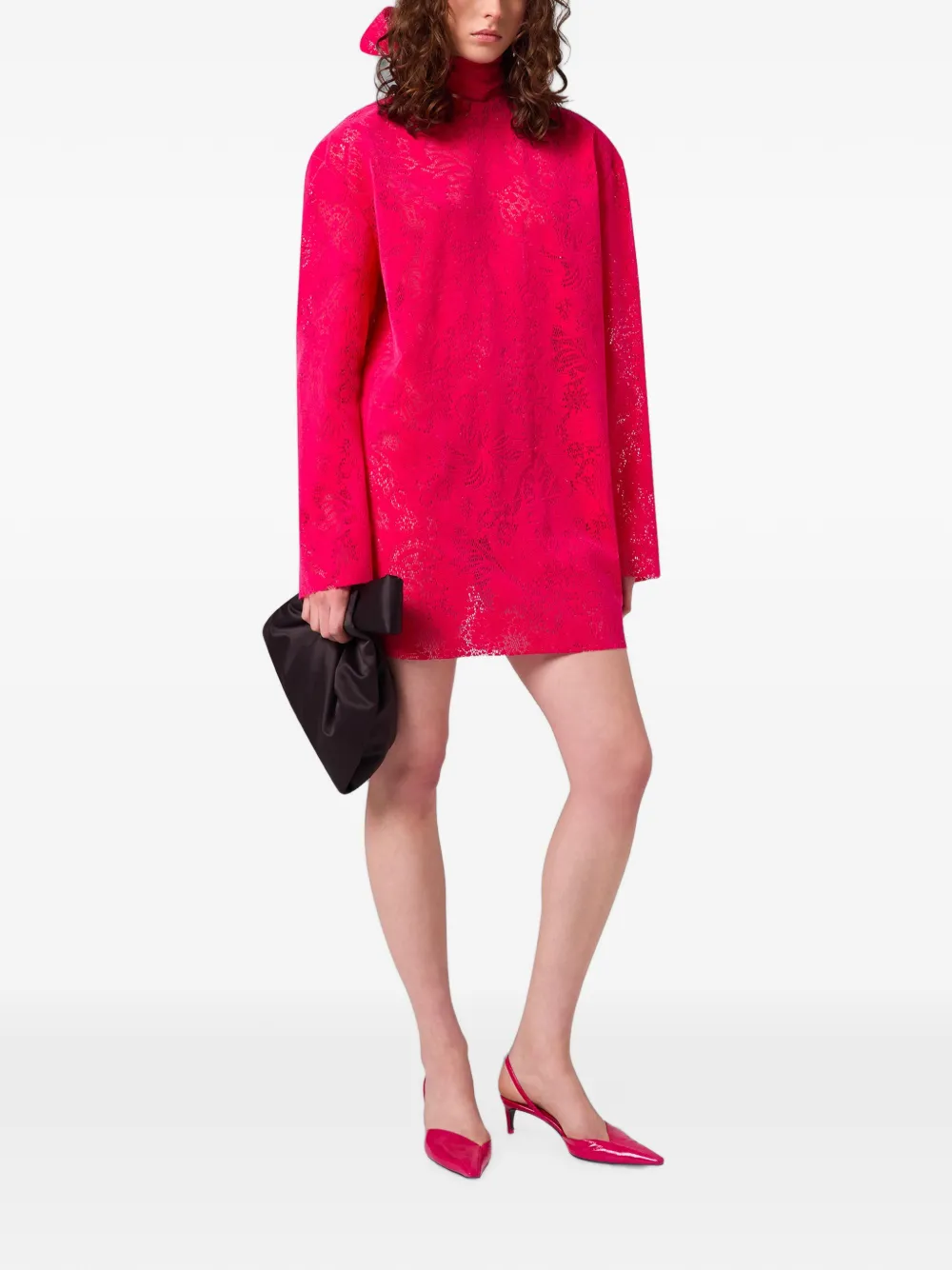 MSGM Mini-jurk met strikdetail en kanten patroon Roze