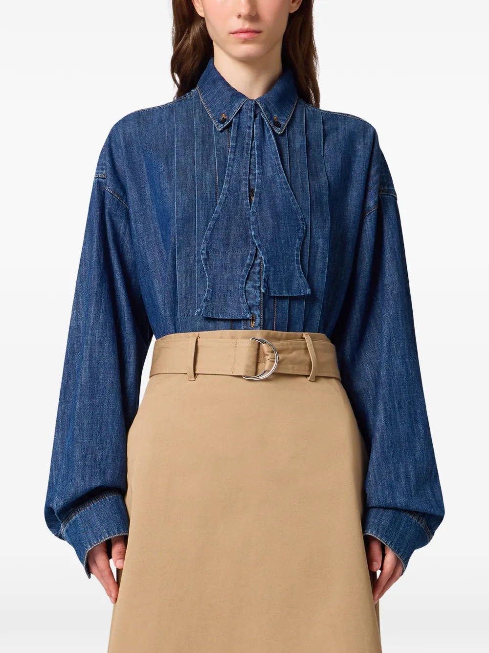 MSGM Geplooid overhemd met strikdetail Blauw