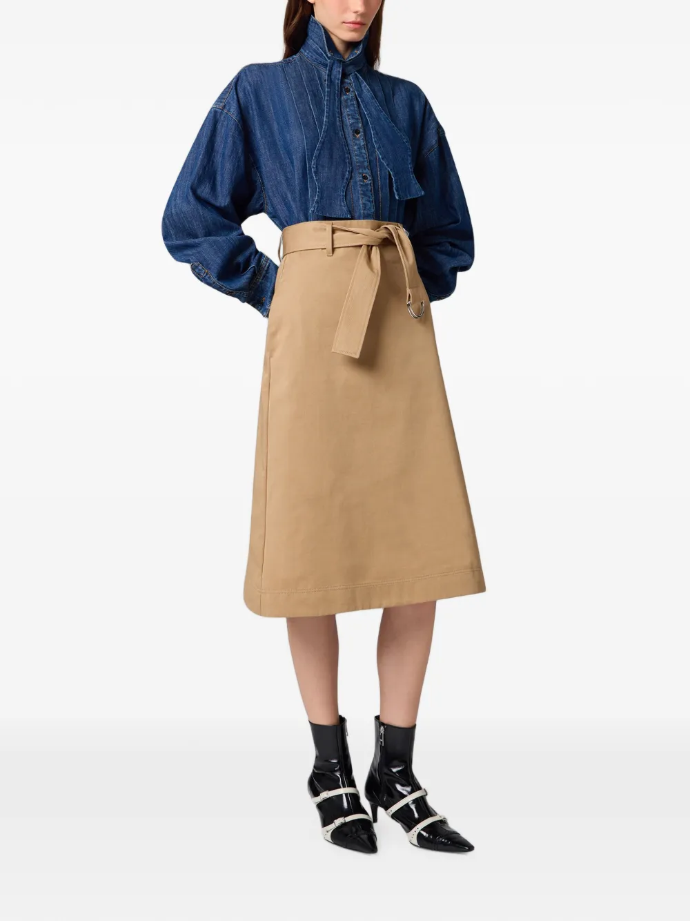 MSGM Geplooid overhemd met strikdetail Blauw