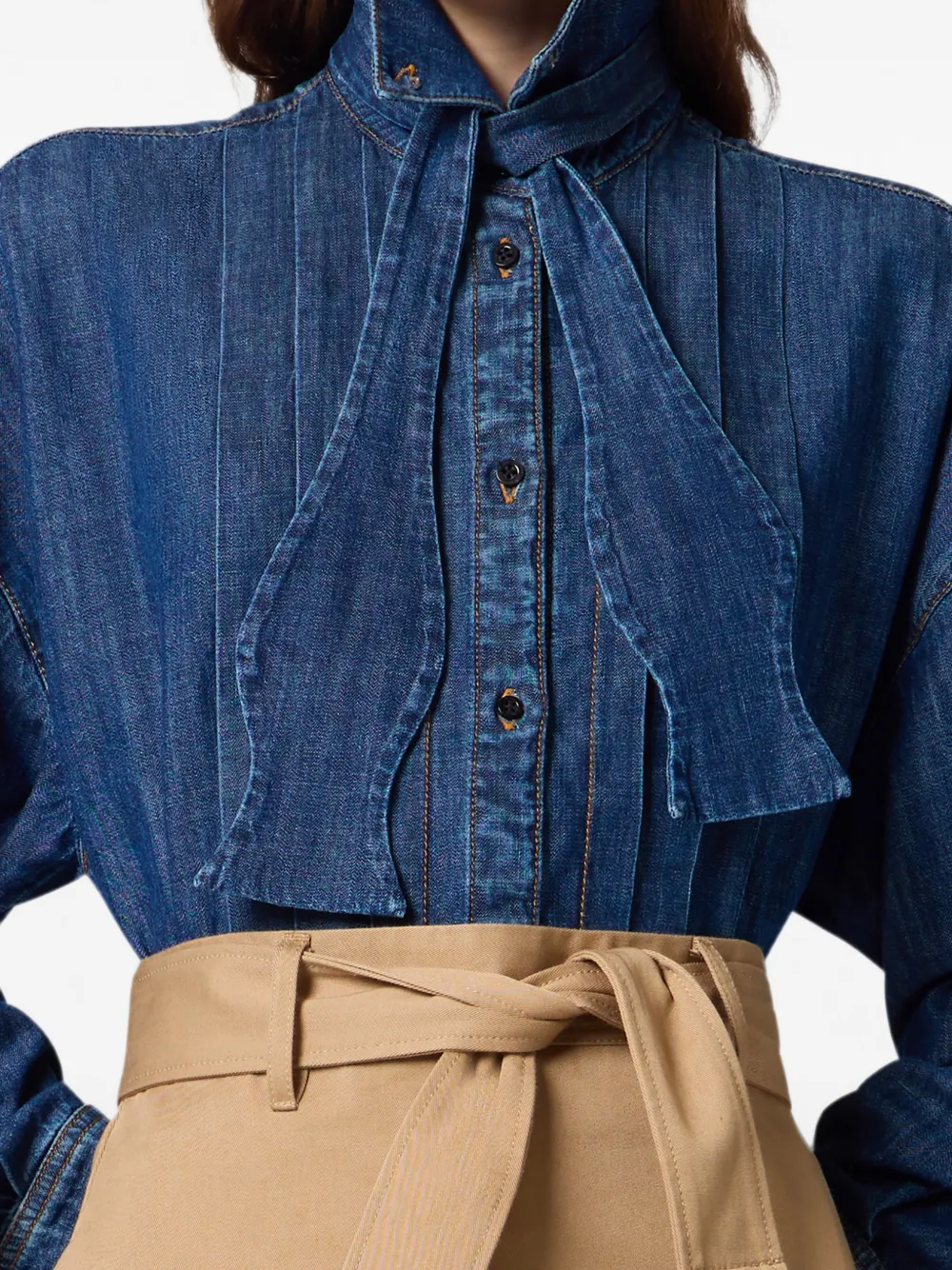 MSGM Geplooid overhemd met strikdetail Blauw