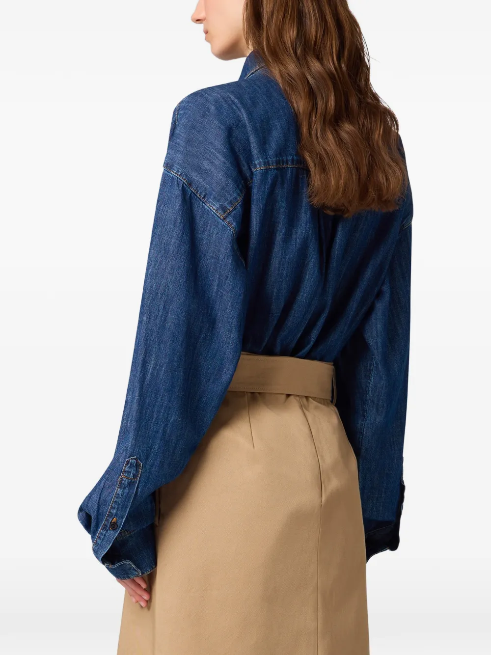 MSGM Geplooid overhemd met strikdetail Blauw