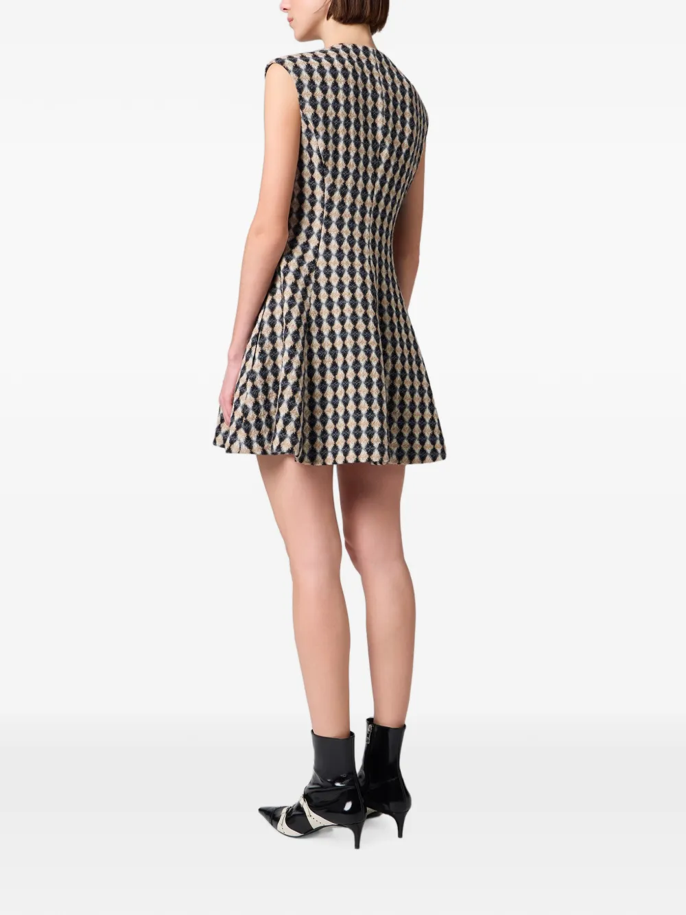 MSGM Jurk met argyle-patroon en knopen Zwart