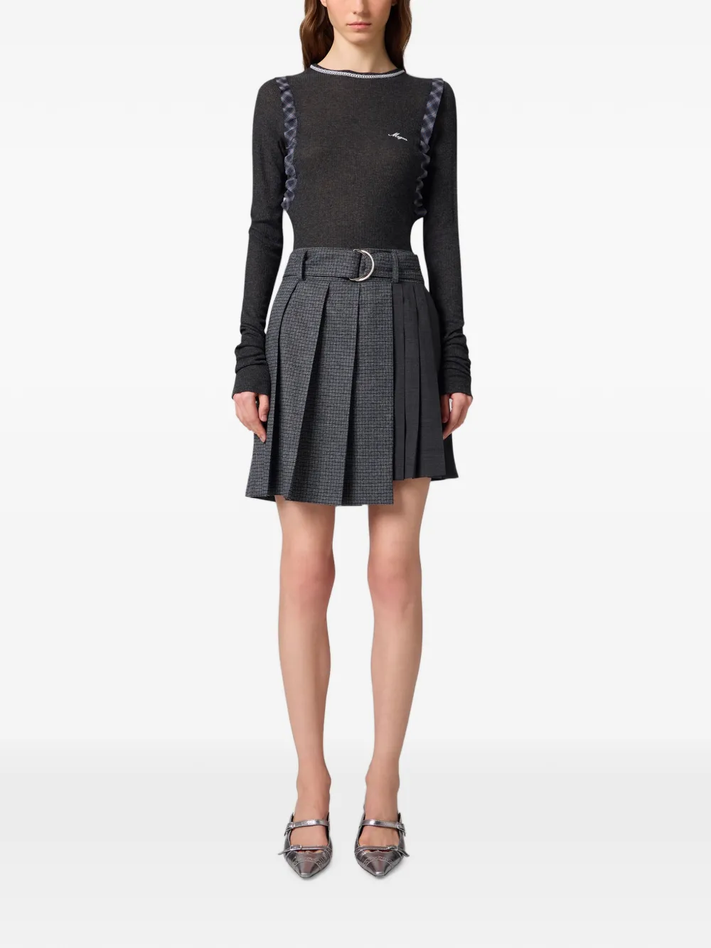 MSGM Mini-plooirok met ceintuur Grijs