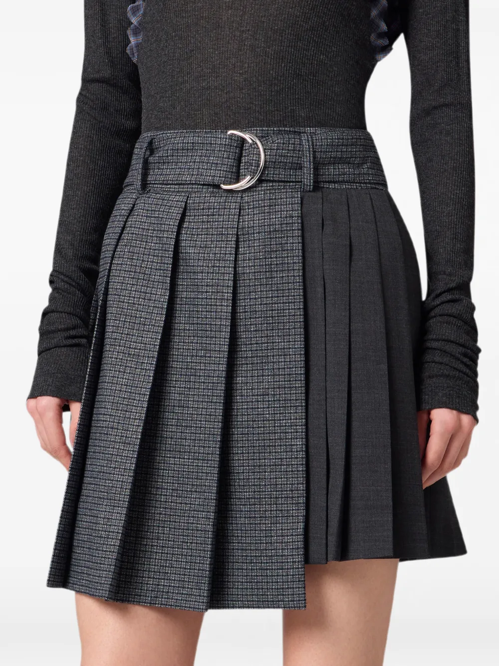 MSGM Mini-plooirok met ceintuur Grijs