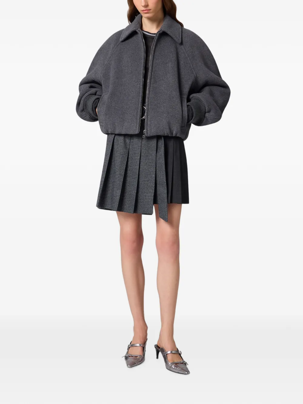 MSGM Mini-plooirok met ceintuur Grijs