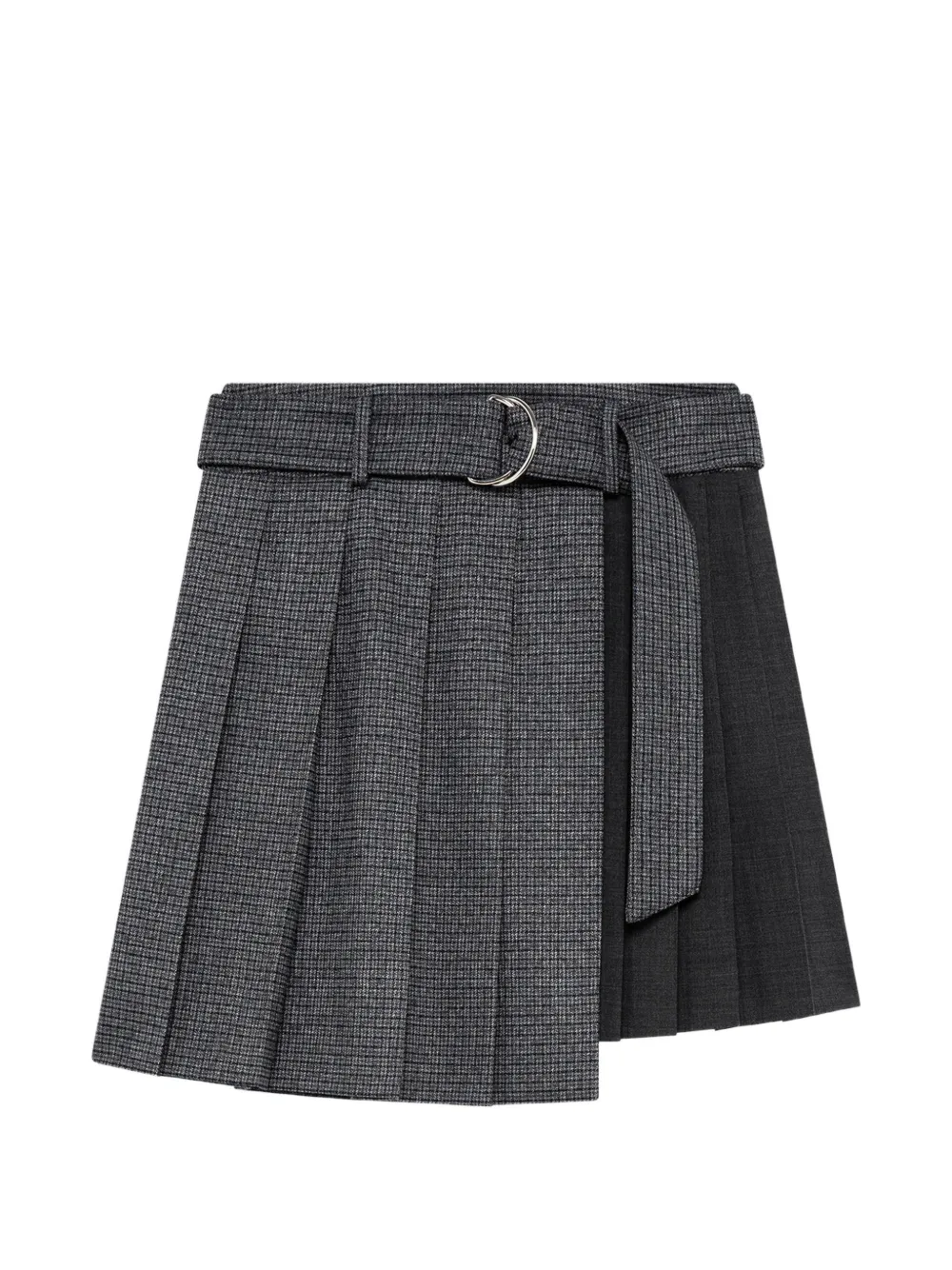 Msgm Belted Pleated Mini Skirt In Gray