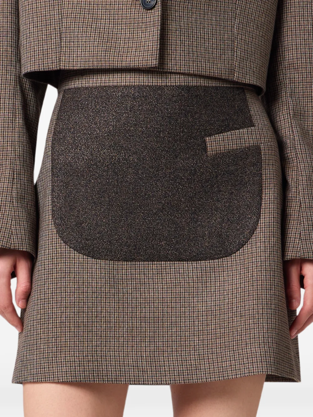 MSGM Mini-rok met pied-de-poule print en patch Bruin