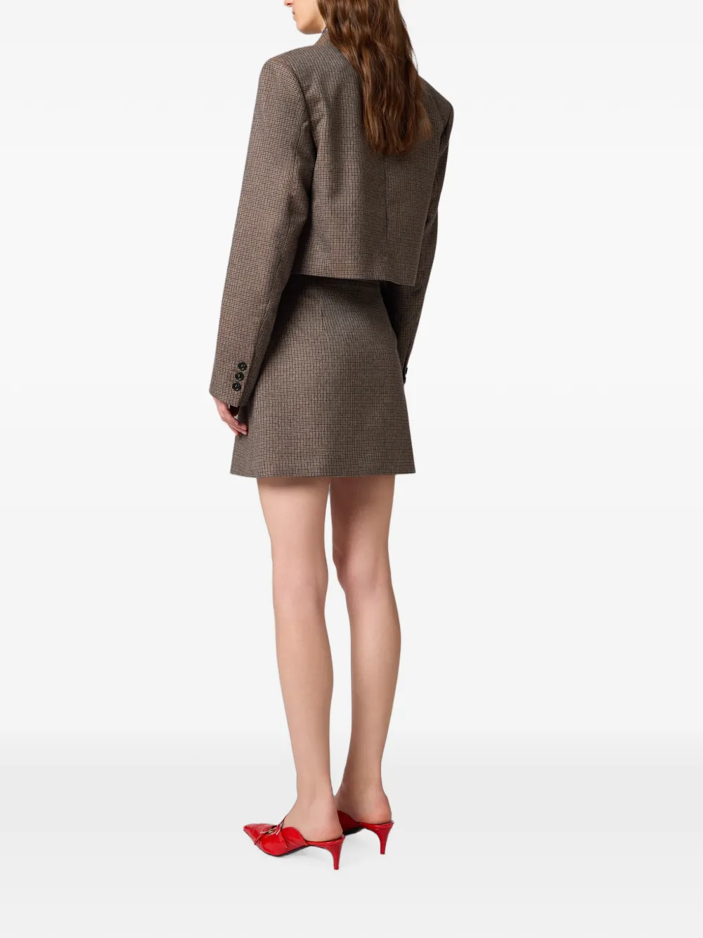 MSGM Mini-rok met pied-de-poule print en patch Bruin