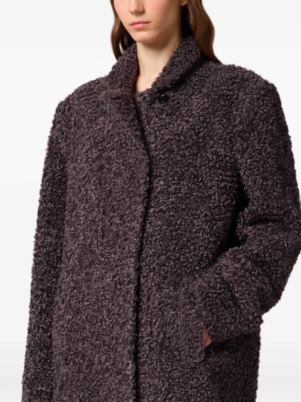 MSGM Jas met bouclé-effect en sjaaldetail Paars