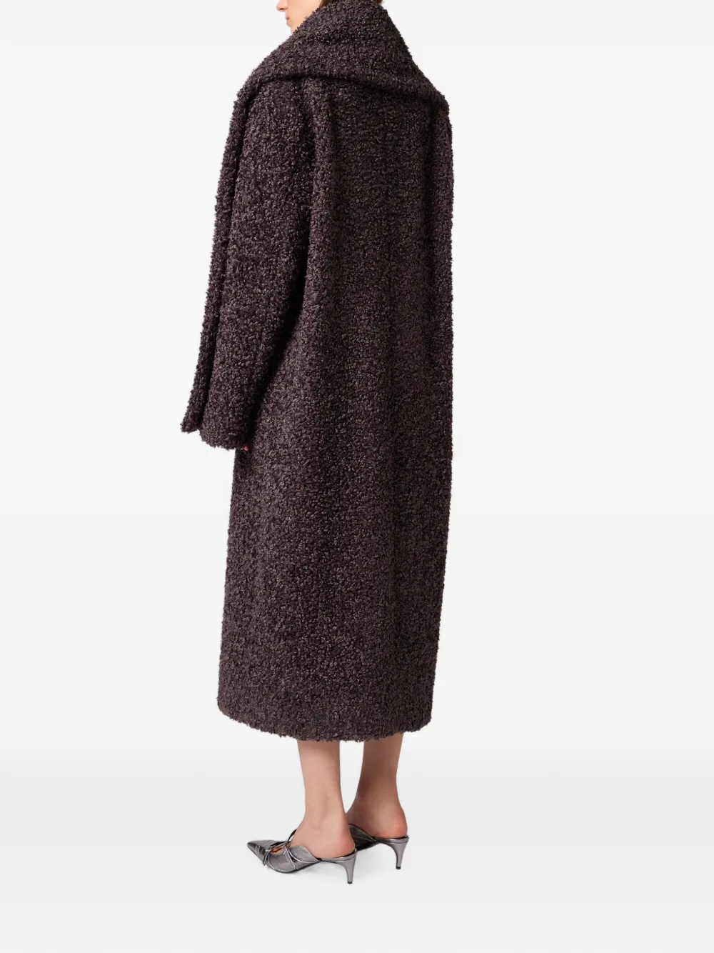 MSGM Jas met bouclé-effect en sjaaldetail Paars