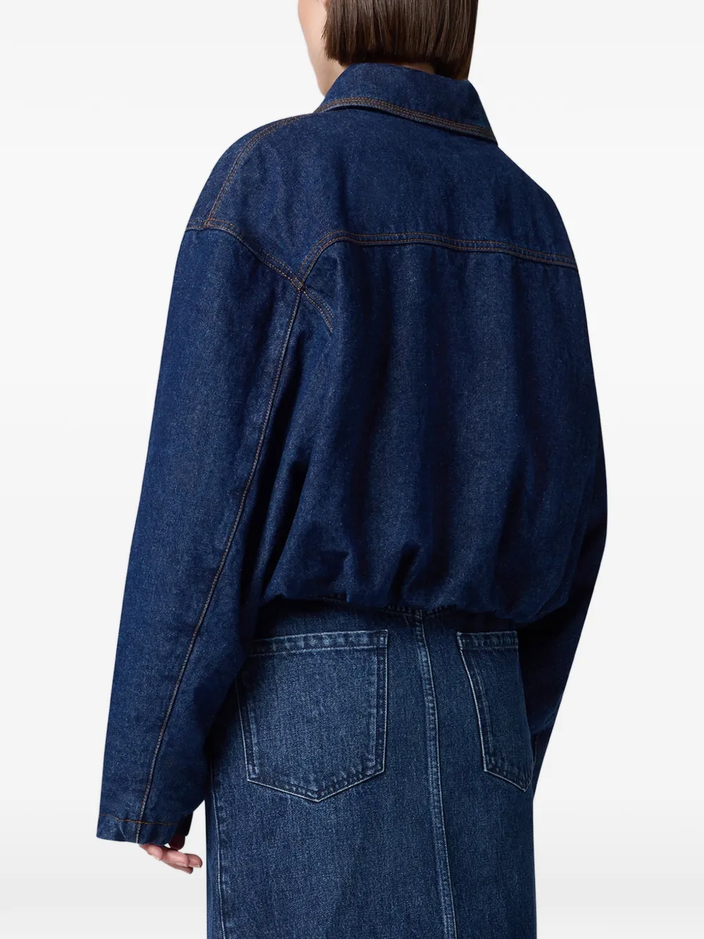 MSGM Spijkerjack met geborduurd logo Blauw