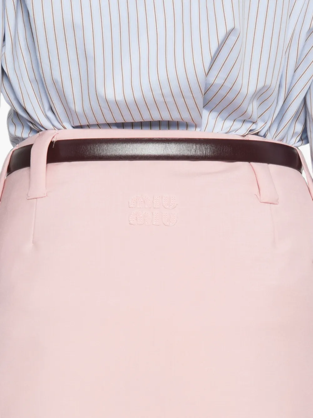 Miu Mini-plooirok met geborduurd logo Roze