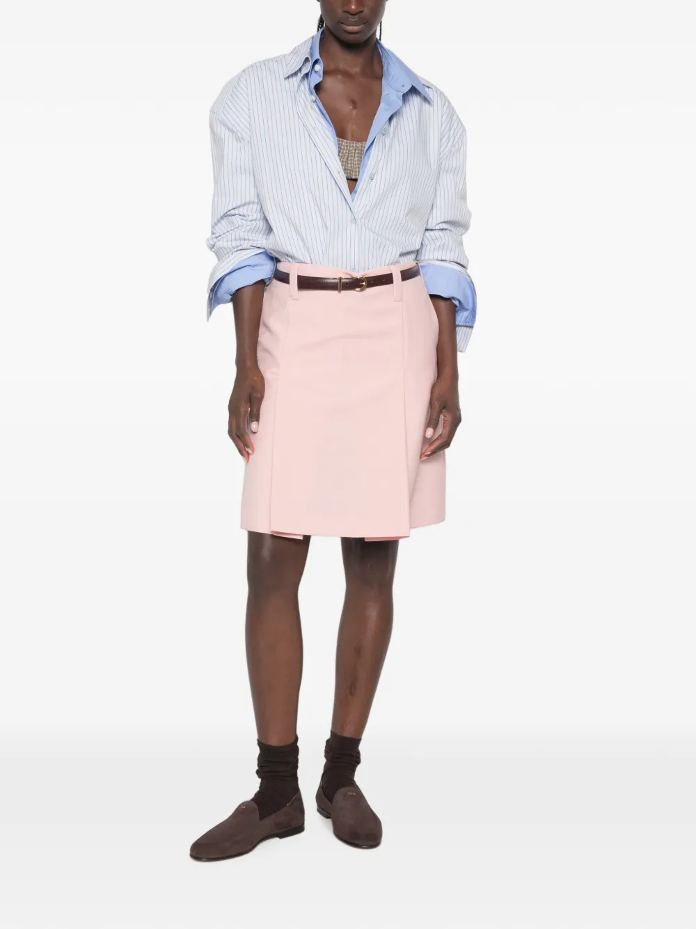 Miu Mini-plooirok met geborduurd logo Roze