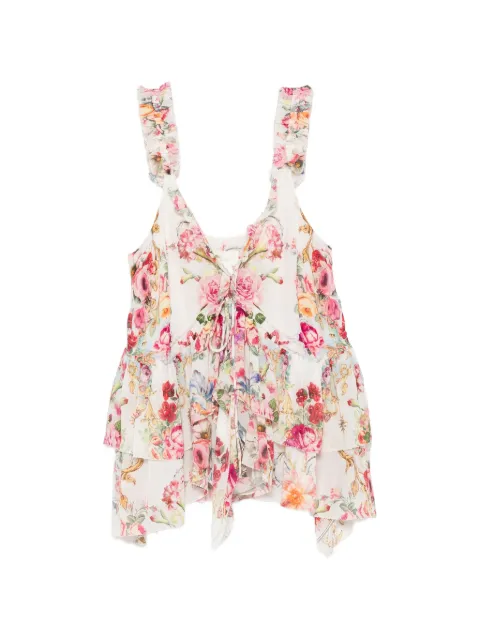 Camilla floral-print ruffled top