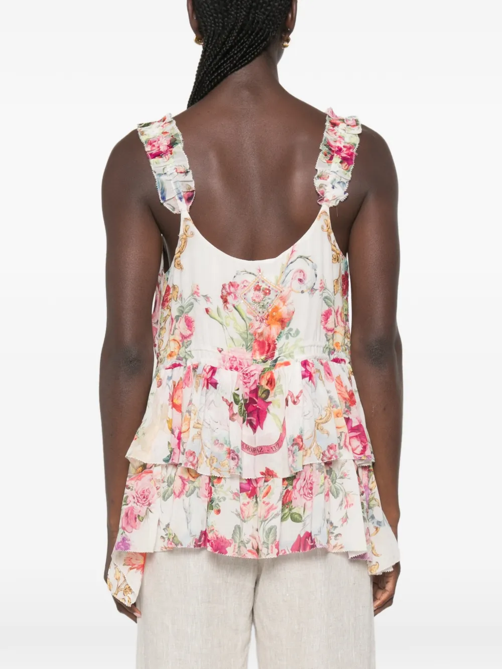 Camilla Top met bloemenprint Wit