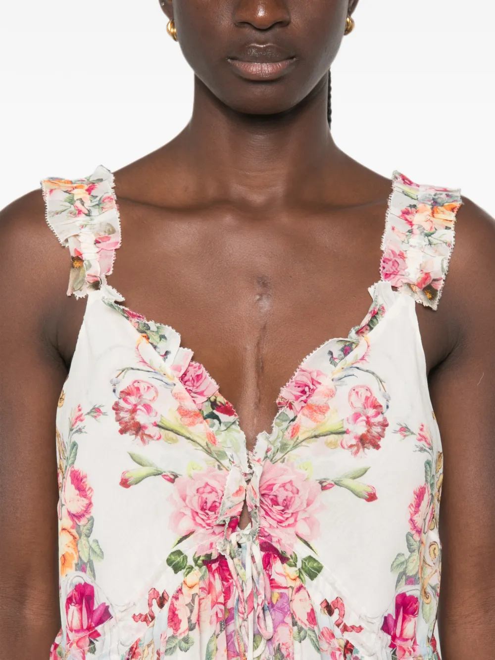 Camilla Top met bloemenprint Wit
