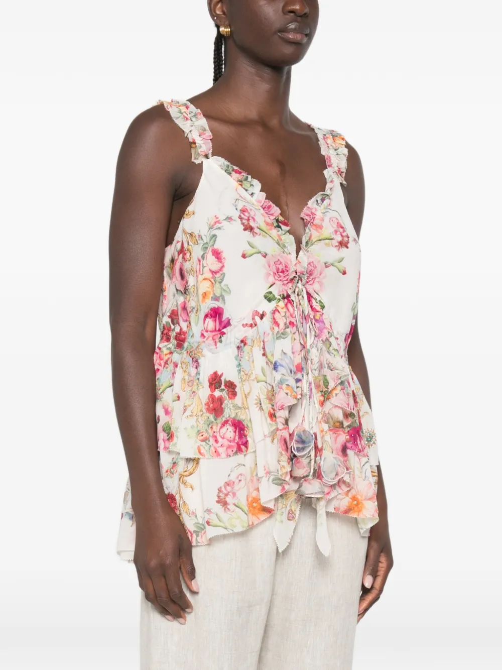 Camilla Top met bloemenprint Wit