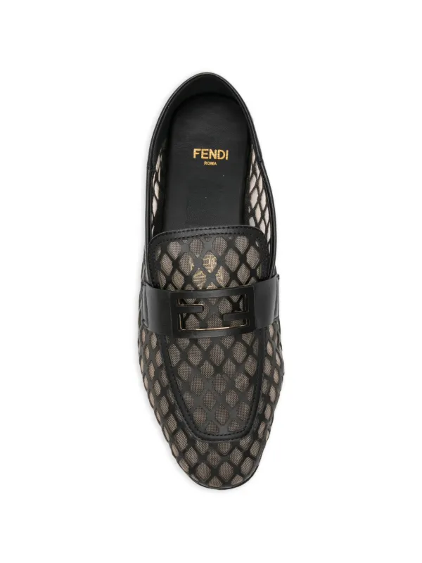 FENDI FFモノグラム カットアウト フラットシューズ | ブラック