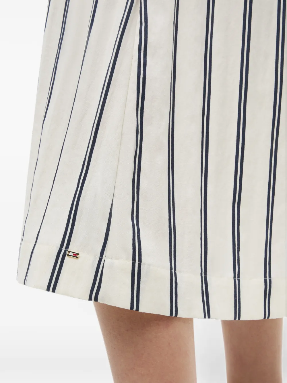 Tommy Hilfiger Gestreepte midi-jurk met dubbele rij knopen Beige