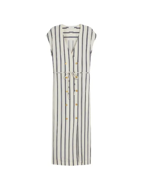 Tommy Hilfiger vestido midi con doble botonadura y rayas estampadas