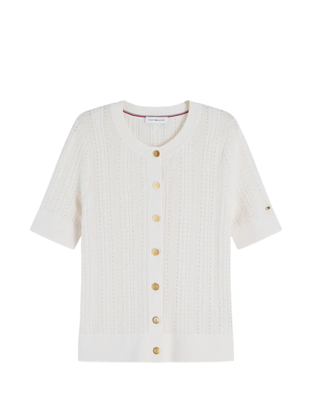 Tommy Hilfiger cable-knit short-sleeve cardigan - Bianco