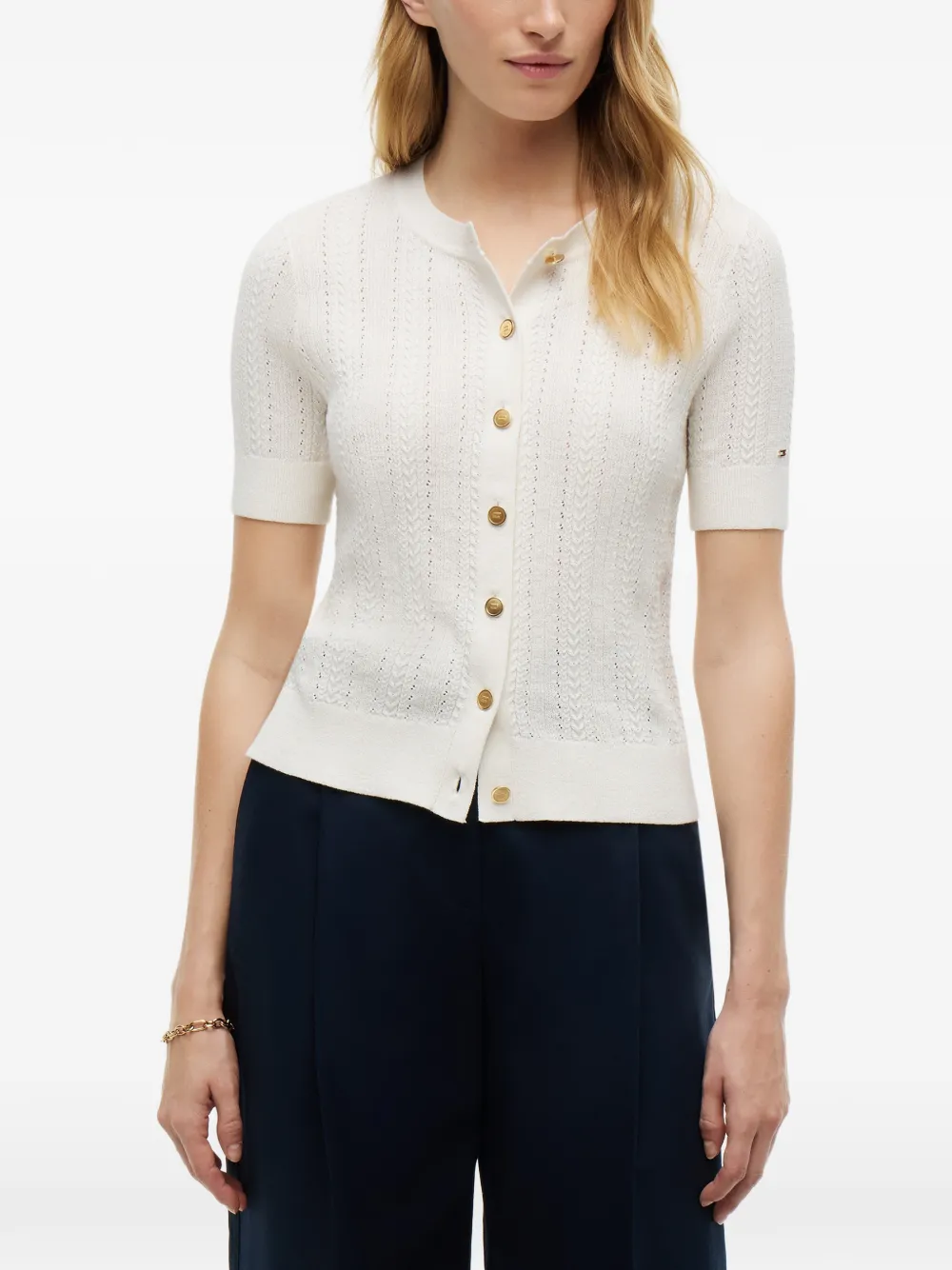 Tommy Hilfiger Kabelgebreid vest Wit