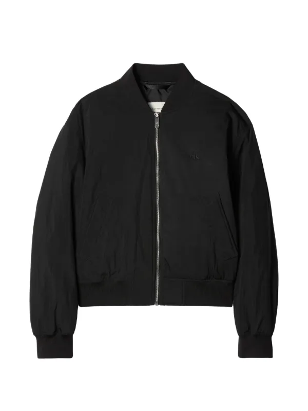 Calvin Klein Logo-embroidered Zip-up Jacket in Black