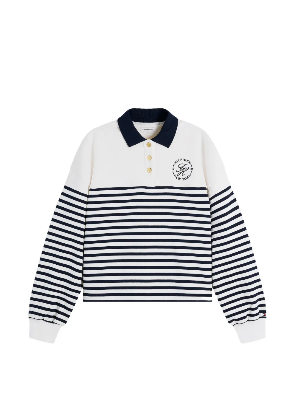Tommy Hilfiger striped long-sleeve polo shirt - Bianco
