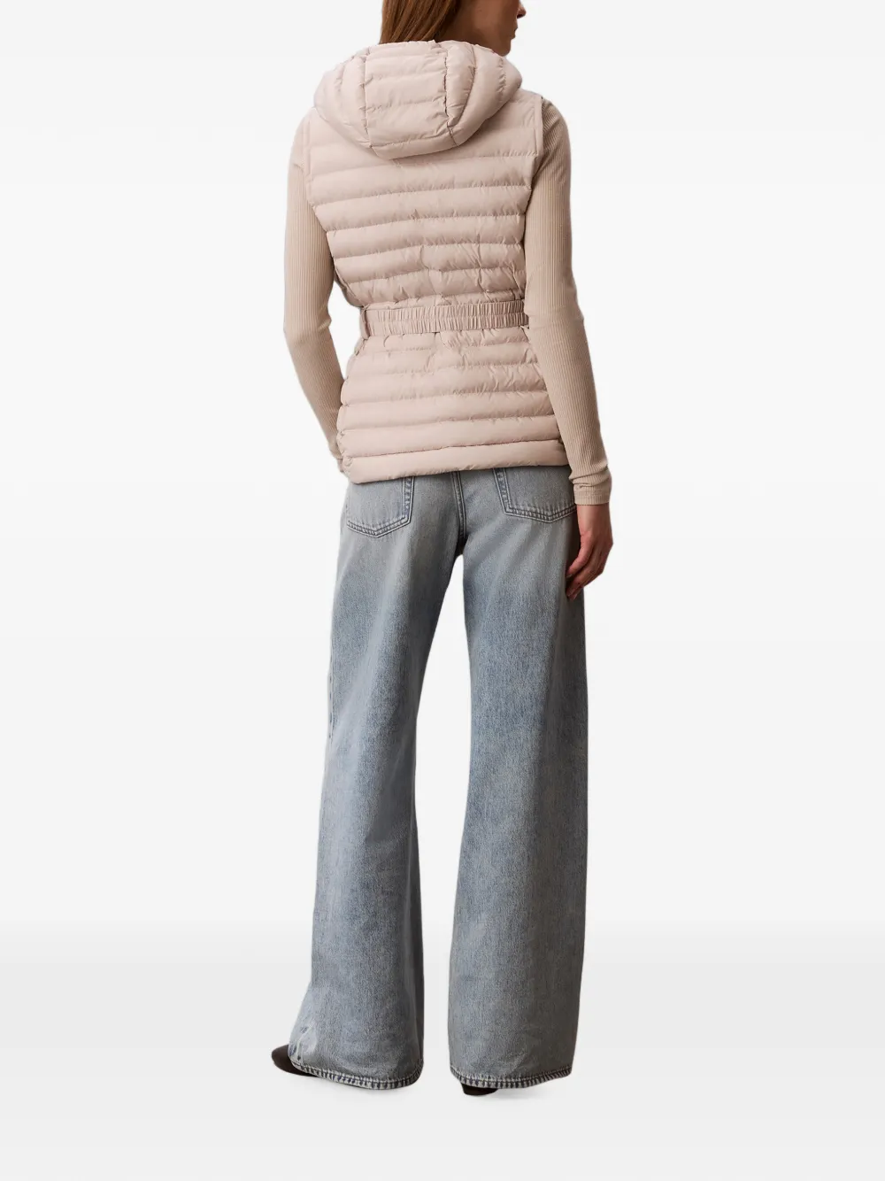 Calvin Klein Quilted Hooded Gilet in Neutrals, view 2
