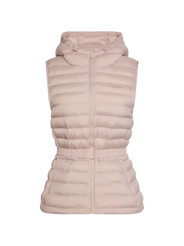Calvin Klein Quilted Hooded Gilet in Neutrals
