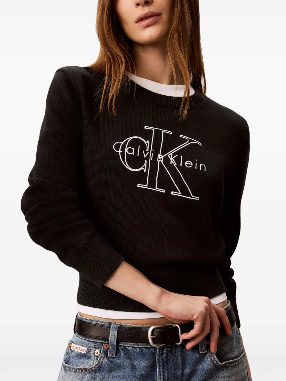 Calvin Klein Trui met geborduurd logo Zwart