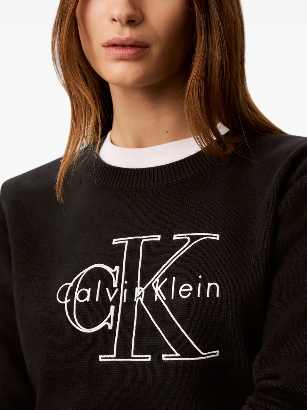 Calvin Klein Trui met geborduurd logo Zwart