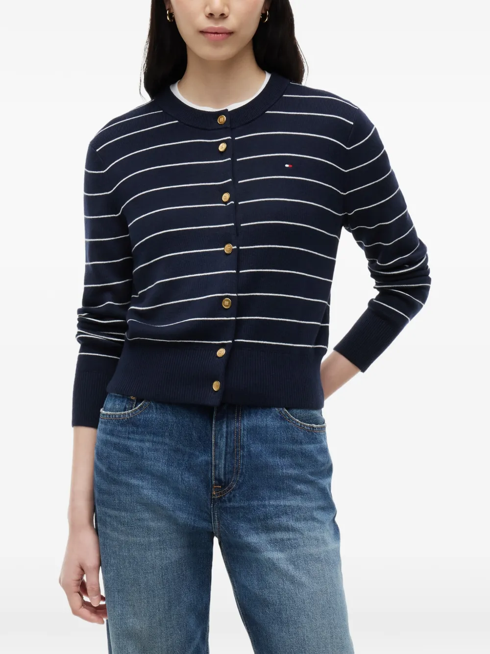 Tommy Hilfiger Gestreept vest met knopen Blauw