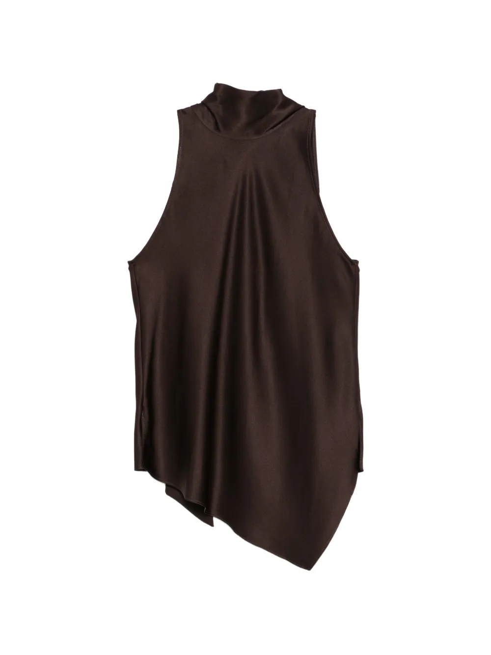 Brunello Cucinelli Zijden top met asymmetrische zoom Bruin