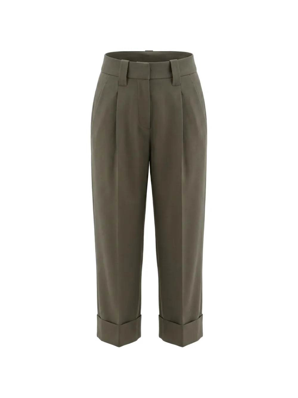 Brunello Cucinelli pleated-detail turn-up trousers - Grün