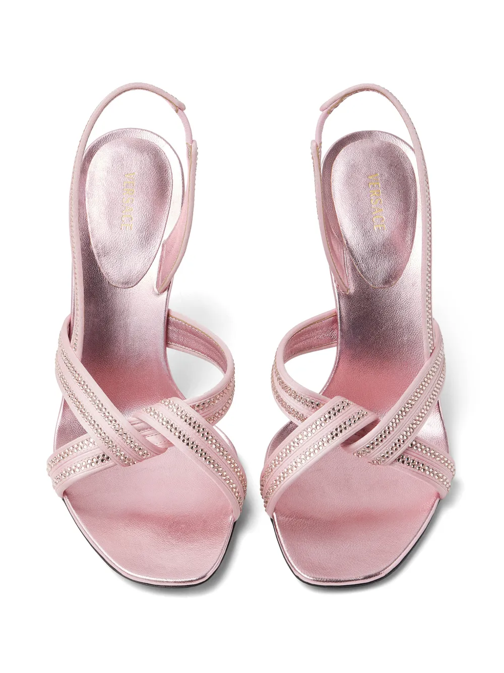Versace Gianni verfraaide nappa en satijnen slingbacks 90 mm Roze