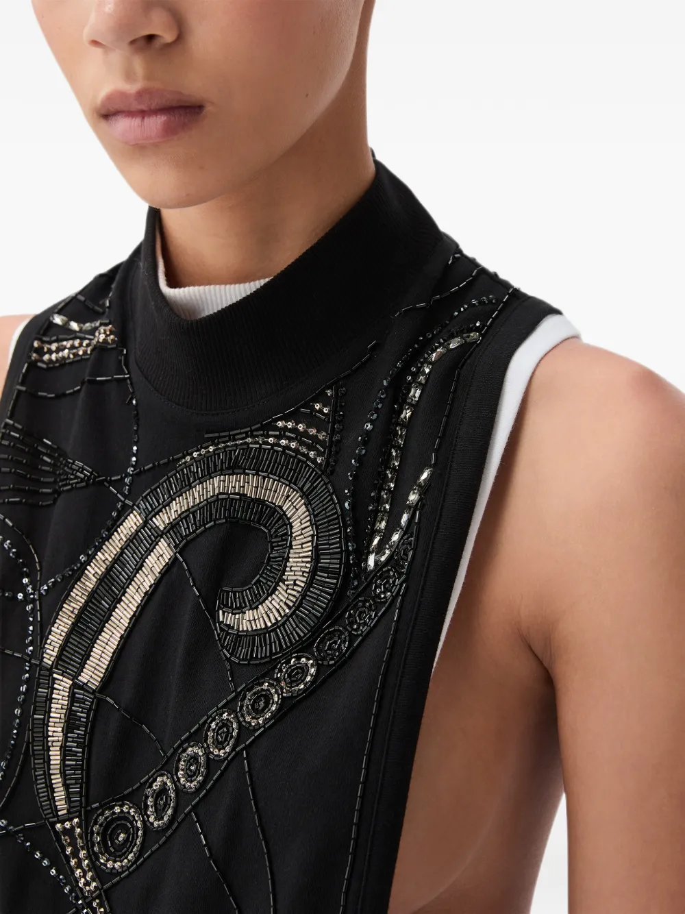 Versace Geborduurde stretch katoenen jersey tanktop Zwart
