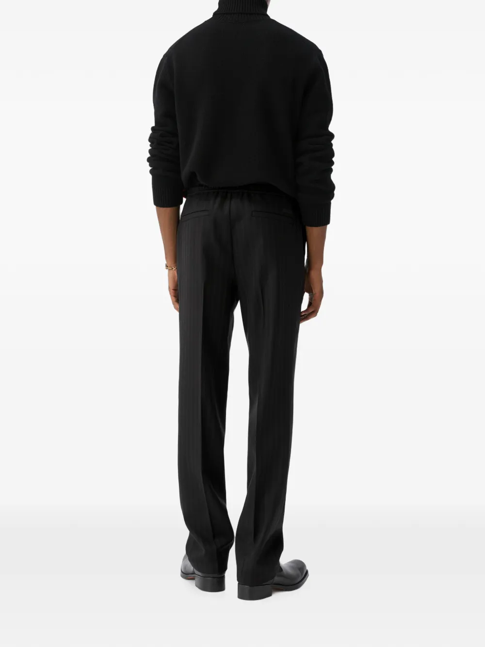 Versace Wollen broek met jacquard Zwart