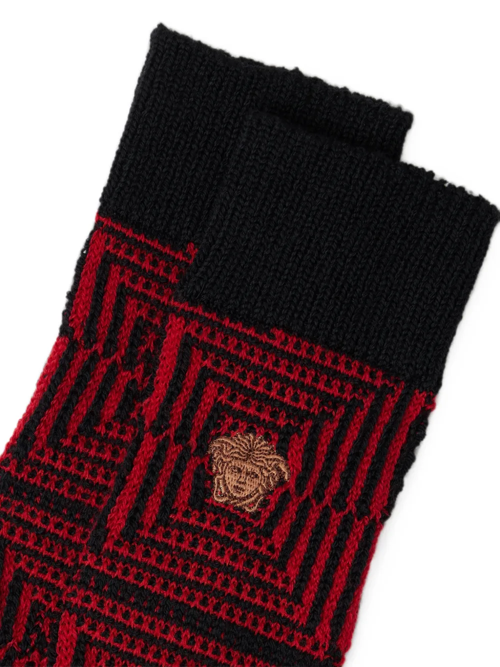 Versace Wollen sokken met geborduurd logo-jacquard Zwart