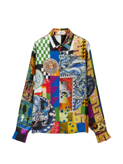 Versace printed silk twill regular shirt