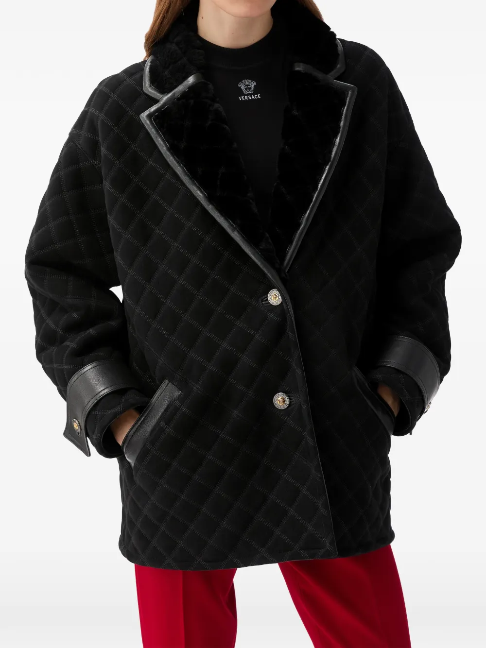Versace Lammy gewatteerde jas Zwart