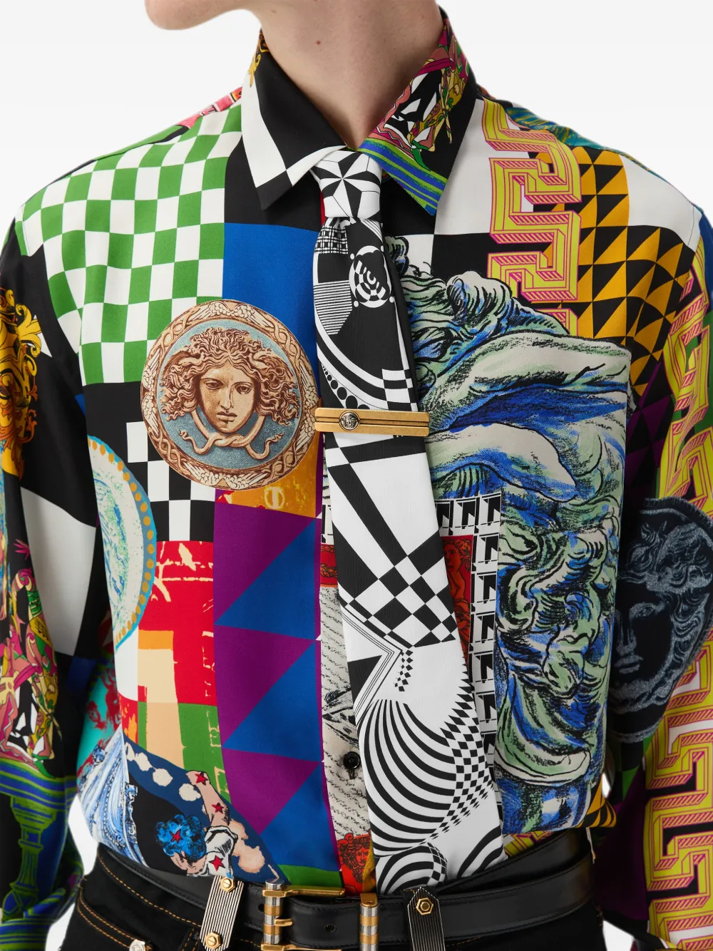 Versace Zijden twill stropdas met print Wit