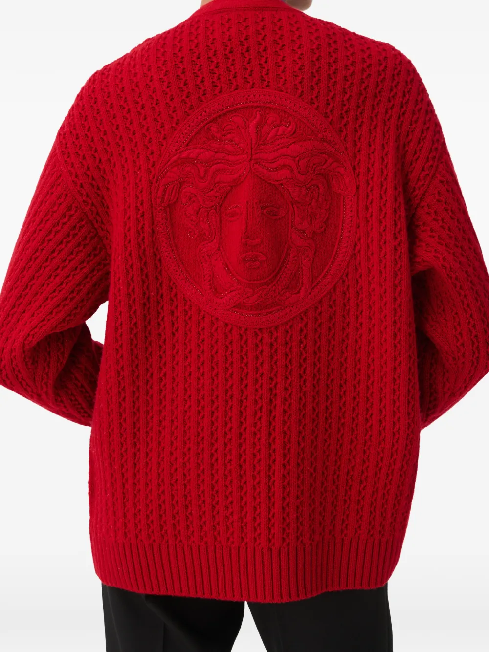 Versace Gebreid vest van wol en kasjmier met borduurwerk Rood