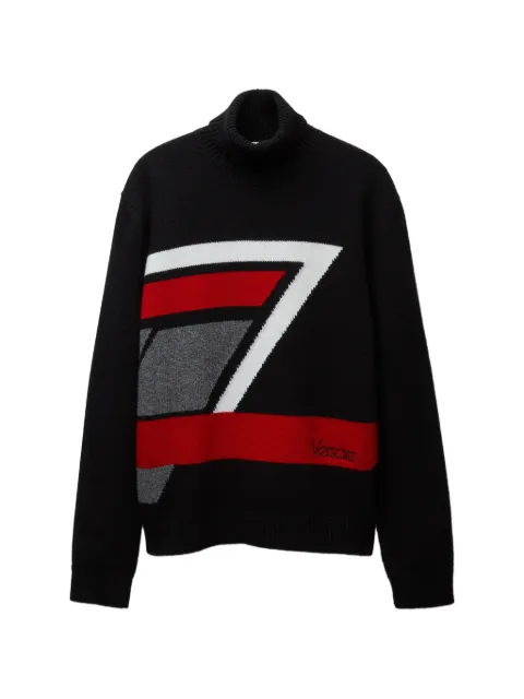 Versace wool intarsia knit turtleneck jumper