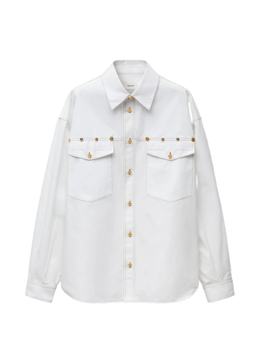 Versace embroidered-detail cotton-poplin shirt - Weiß